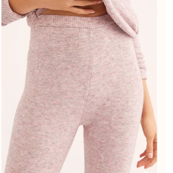 NWT Free People Think Thermal Knit Leggings -Pink - Picture 3 of 5